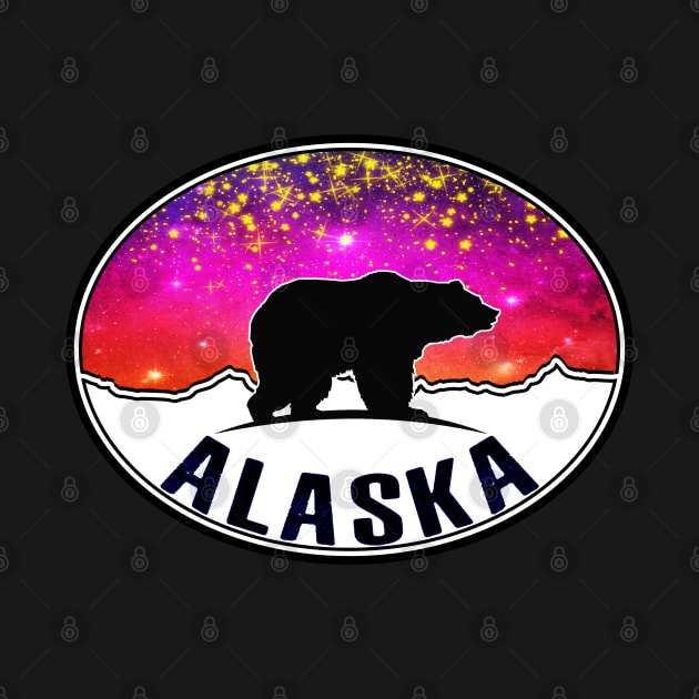 Alaska Northern Lights Bear Starry Night Mountains by TravelTime