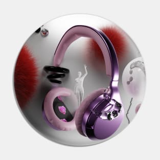 3D ABSTRACT HEADPHONES DIGITAL ART AESTHETIC Pin