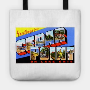 Greetings from Cedar Point on Lake Erie - Vintage Large Letter Postcard Tote