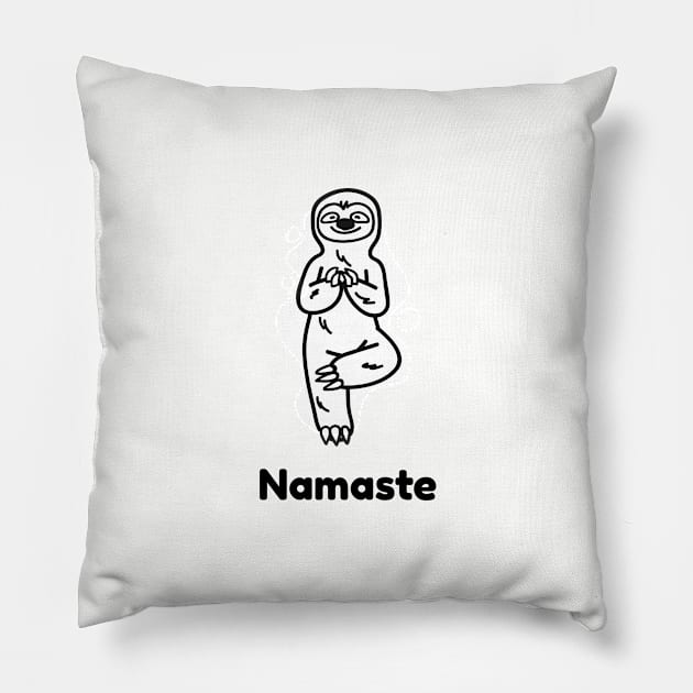 Namaste Sloth Pillow by CatMonkStudios