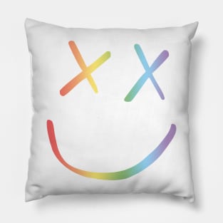 Rainbow Smiley Louis Tomlinson black background Pillow