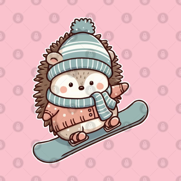 cute hedgehog snowboarding by fikriamrullah