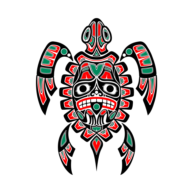 Disover Red and Black Haida Spirit Sea Turtle - Sea Turtle - T-Shirt