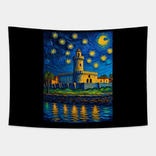 Castillo de san marcos in starry night Tapestry