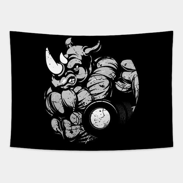 Bodybuilding Rhino Tapestry by Mila46