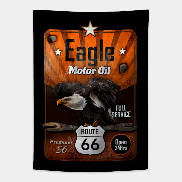 Route 66 Eagle Gasoline Tapestry by hardtbonez