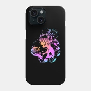 Beautiful witch holding a skull Phone Case