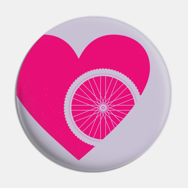 Heart with Mountain Bike Wheel for Cycling Lovers Pin by NeddyBetty