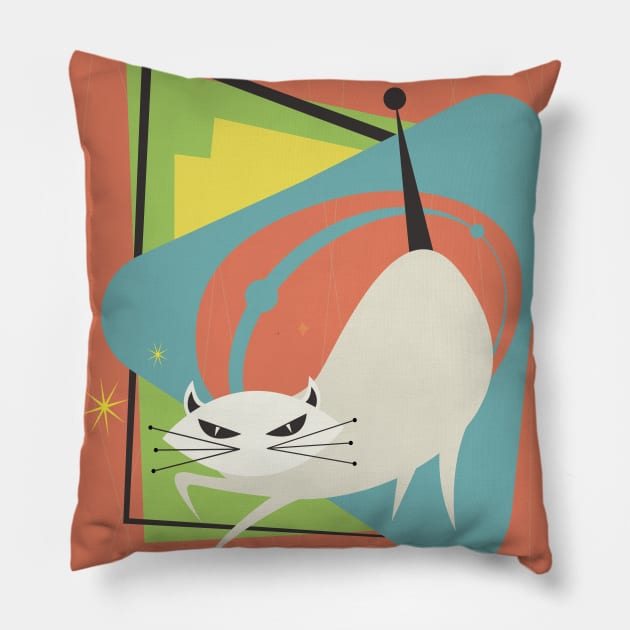 Mid-century modern cat design Pillow by Genesis