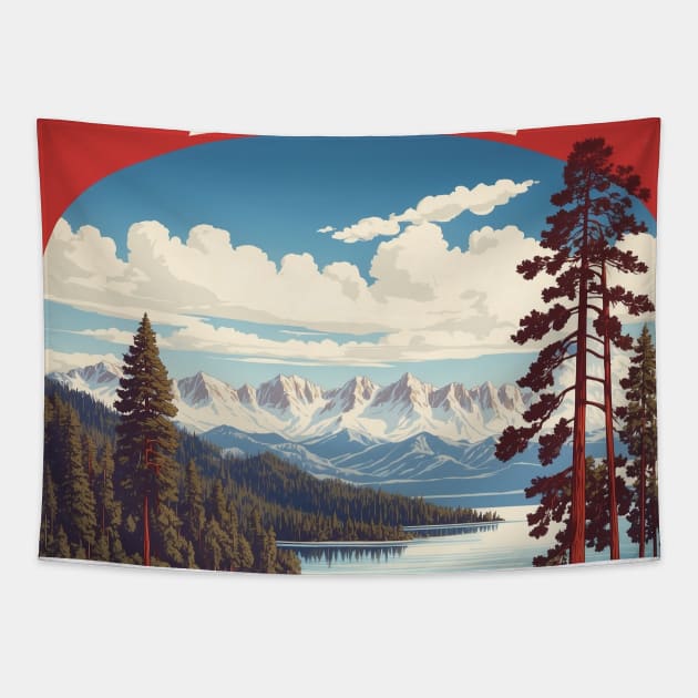 Lake Tahoe Sierra Nevada United States of America Tourism Vintage Poster Tapestry by TravelersGems