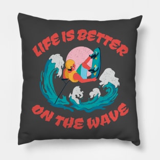 Wakeboarding "Life is better on the wave" Quote Pillow