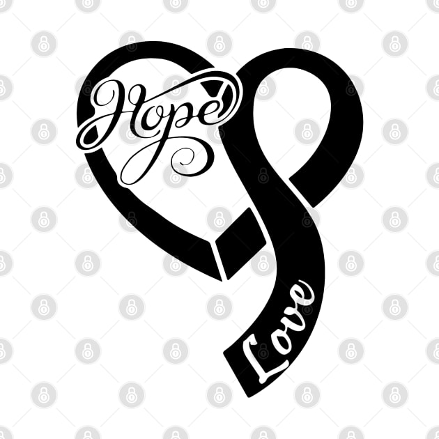 Melanoma Cancer Awareness Hope Love Heart Ribbon Valentines Day - Love Shouldn't Hurt by DAN LE