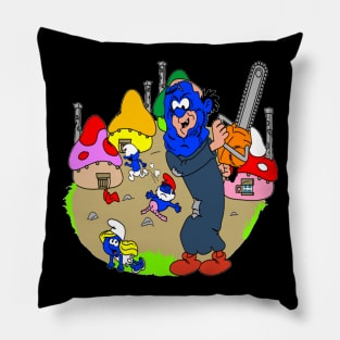 Smurf Village Chainsaw Massacre Pillow