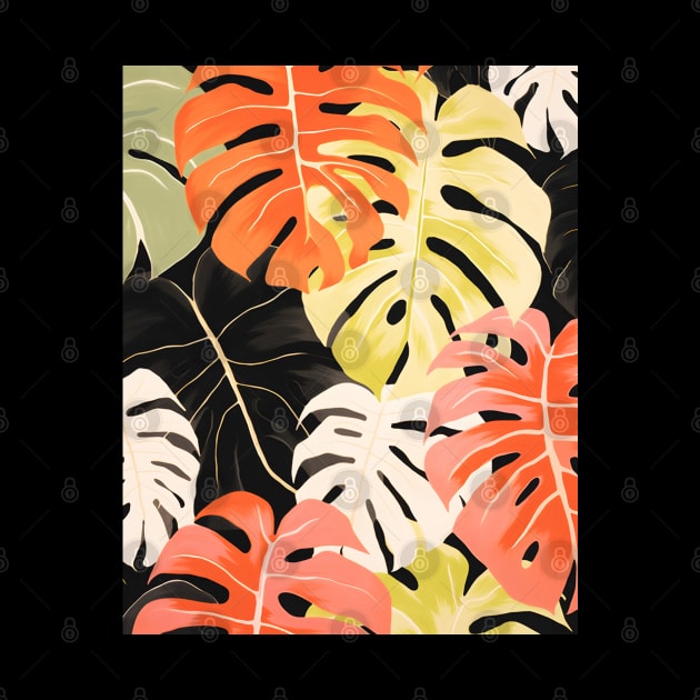 Boho Monstera Leaf Pattern by Trippycollage