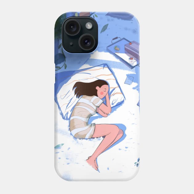 Sweet Sleep Girl In Room Phone Case by MariaStore