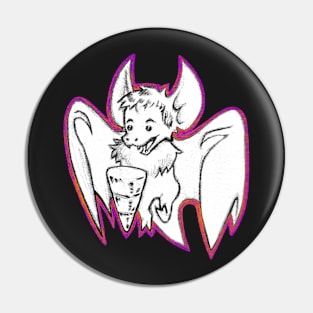 Halloween Bat Boy B&W Pin