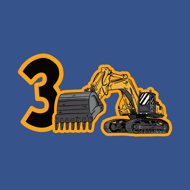 3rd Birthday Tshirt Excavator Birthday by Ebnerprints