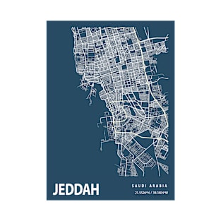 Jeddah Blueprint Street Map, Jeddah Colour Map Prints T-Shirt