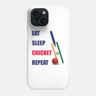 Eat Sleep Cricket Repeat India Flag Cricket Bat Phone Case