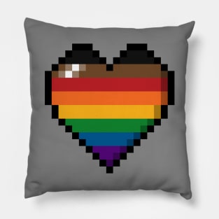Inclusive Rainbow Pixel Heart Pillow