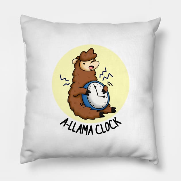 A-Llama Clock Funny Animal Pun Pillow by punnybone