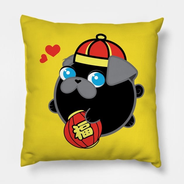 Poopy the Pug Puppy - Chinese New Year Pillow by Poopy_And_Doopy