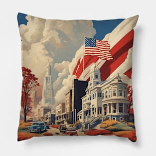 Nebraska United States of America Tourism Vintage Poster Pillow