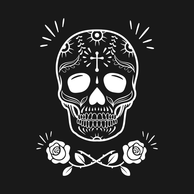 Sugar Skull With Roses by Rike Mayer