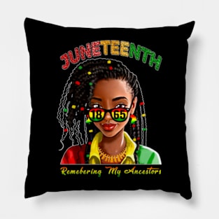 Juneteenth Loc'd Hair Black Woman Remebering My Ancestors Pillow