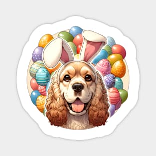 Cocker Spaniel with Bunny Ears Joins Easter Celebration Magnet