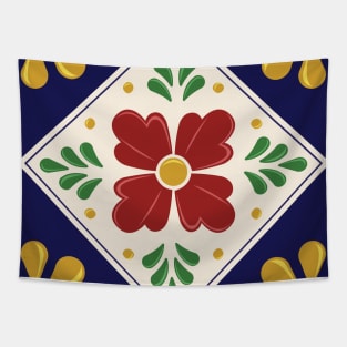 Mexican Talavera Floral Pattern by Akbaly Tapestry