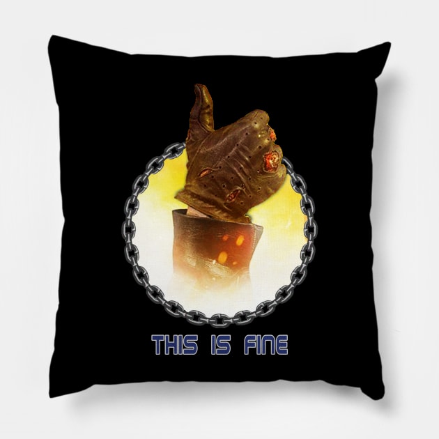 Terminator 2 "This Is Fine" Thumbs Up Pillow by Lousy Shirts
