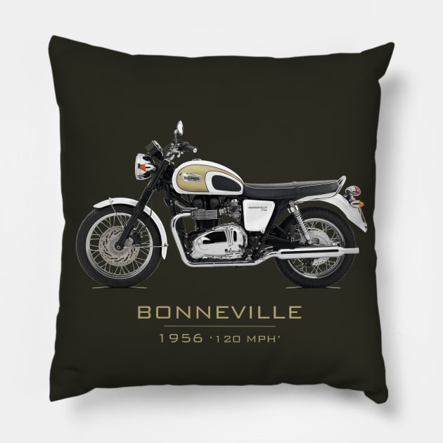 Bonneville T120 1956 - Classic motorcycles Pillow by Pannolinno