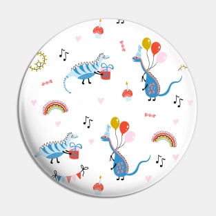 Birthday pattern with dinosaurs Pin