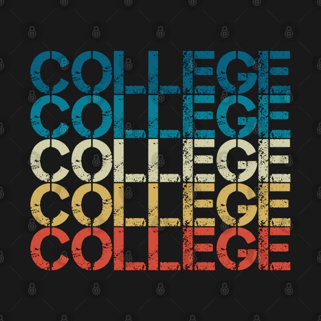 College Sunset Retro Vintage Repeated distressed Text by Inspire Enclave