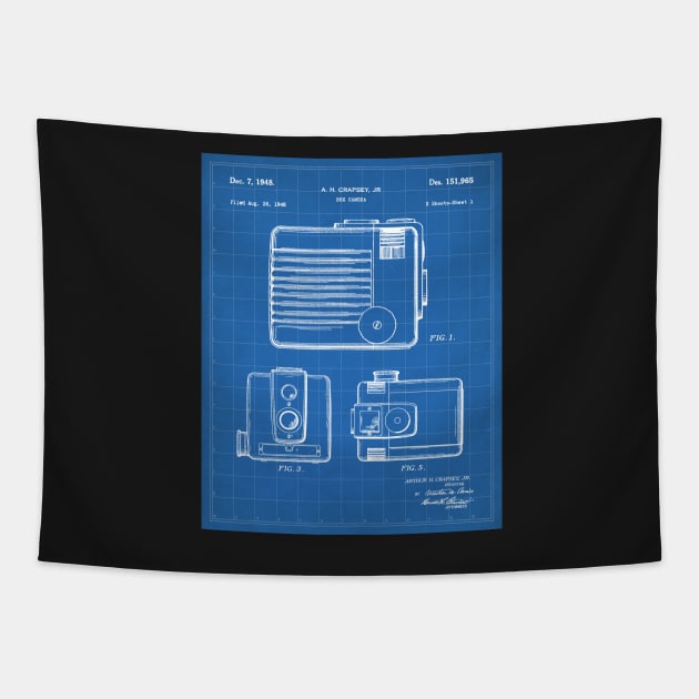 Box Camera Patent - Photographer Photography Fan Art - Blueprint Tapestry by patentpress