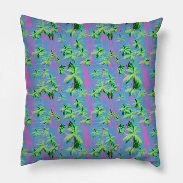 Futura Minerva Vibe Palms Pattern 1 Pillow by Emily's holographic UFO