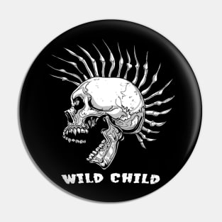 Scull With Mohawk - Wild Child Pin