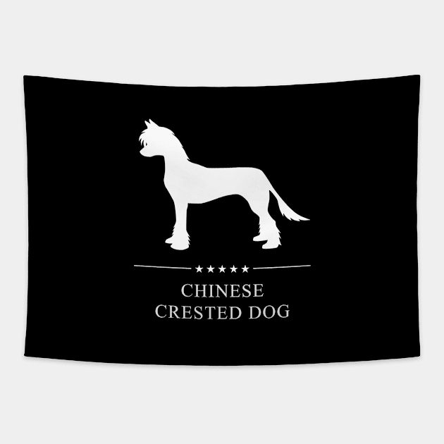 Chinese Crested Dog White Silhouette Tapestry by millersye