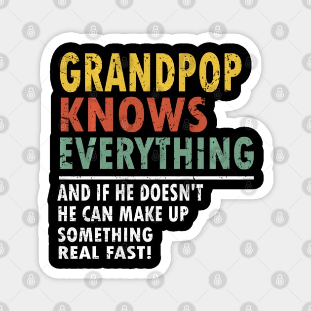 Mens Grandpop Knows Everything Father's Day Grandpop Magnet by Mitsue Kersting