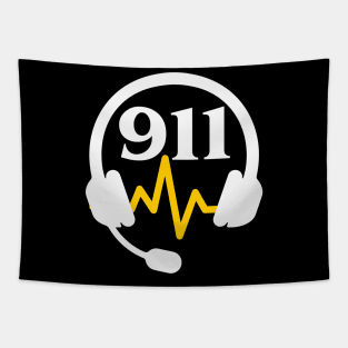 911 Dispatcher Thin Gold Line Heartbeat Pocket Gift for Police Dispatch and Sheriff 911 First Responder Tapestry