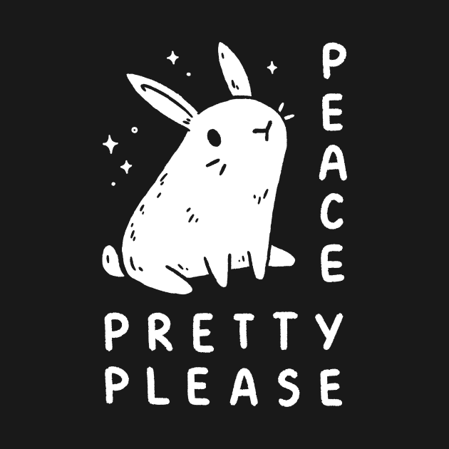 cute bunny rabbit saying peace pretty please by LydiaLyd