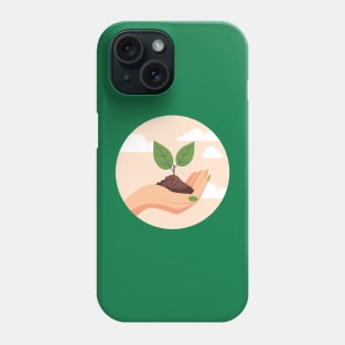 Female hand with sprout and soil Phone Case