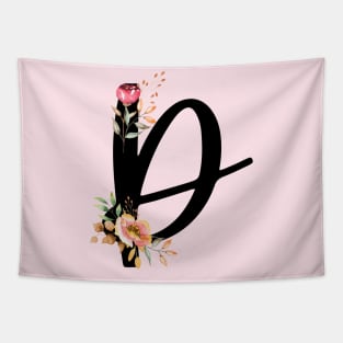 Letter D With Autumn Floral Wreath Tapestry