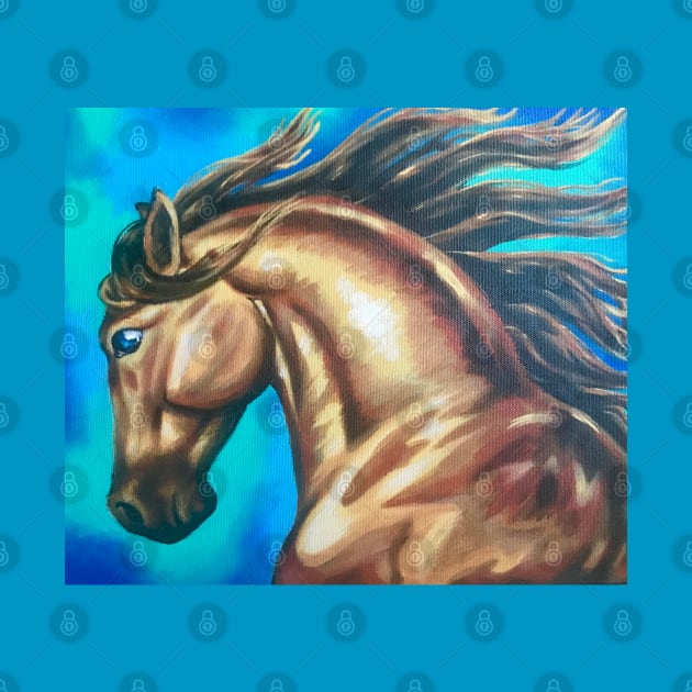 Wild Golden Horse Painting by Lady Lilac