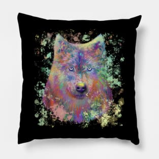Painted Wolf Pillow