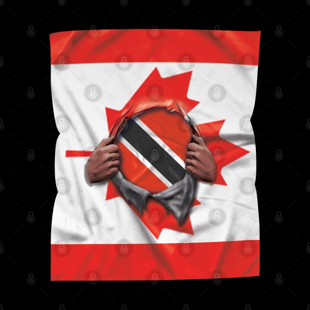 Trinidad And Tobago Flag Canadian Flag Ripped - Gift for Trinidadian And Tobagoan From Trinidad And Tobago by Country Flags