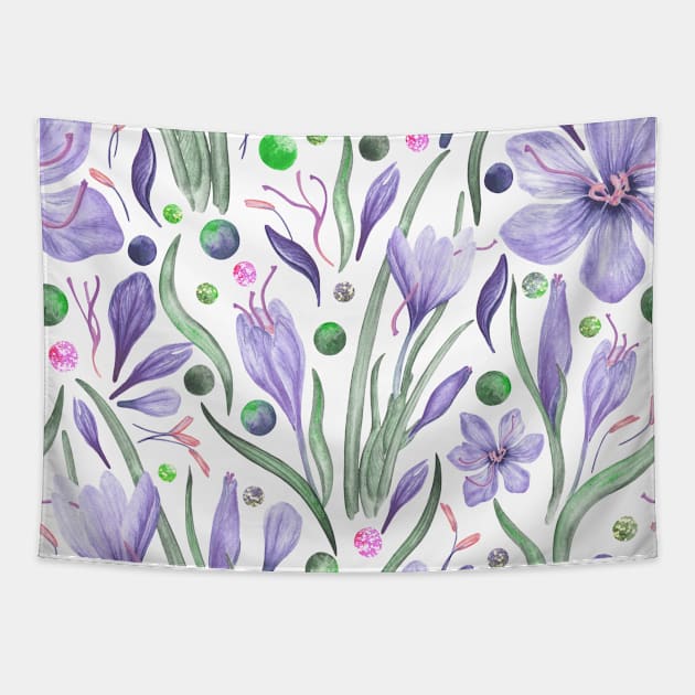 Lovely Saffron - Lavender Velvet and Green Metallics Tapestry by paintingbetweenbooks