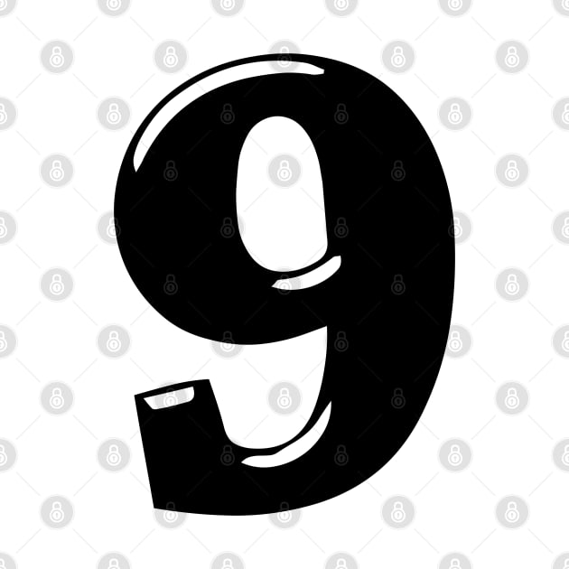 Number 9 in 3d font text style by Spinkly