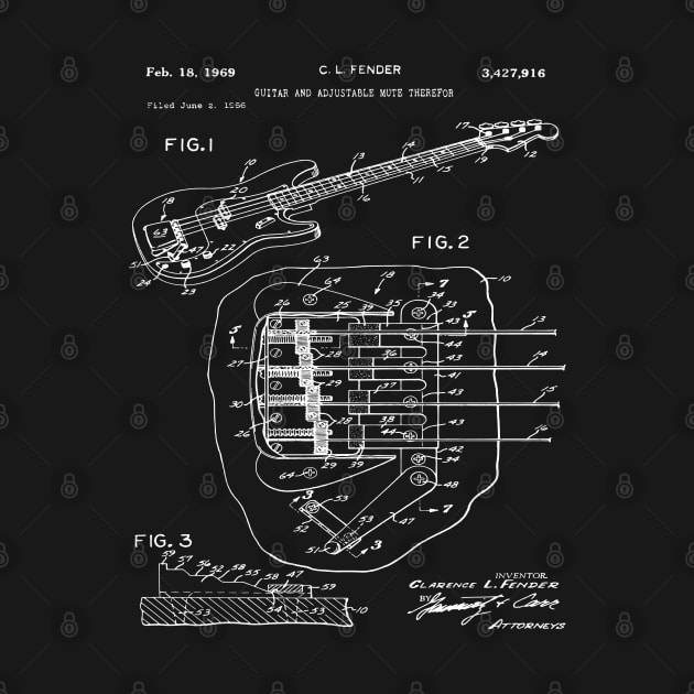 Bass Guitar Player Gift - Patent Blueprint 1969 by MadebyDesign